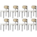 8x Dining Chair Round Boucle Rattan Backrest Black & White