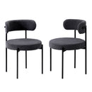 2x Dining Chair Boucle Seat Backrest Dark Grey