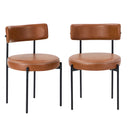 2x Dining Chair Round Leather Brown