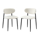 2x Dining Chairs Boucle Black and White