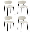 4x Dining Chairs Boucle Fabric Black&White