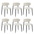 6x Dining Chairs Boucle Fabric Black&White