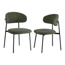 2x Dining Chairs Linen Fabric Accent Chair Green