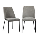 Set of 2 Dining Chairs Chenille Fabric Padded Seat Grey