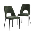 2x Dining Chairs Chenille Fabric Kitchen Side Chair Green