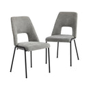 2x Dining Chairs Chenille Fabric Kitchen Side Chair Grey