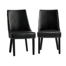 2PCs PU Leather Dining Chair Kitchen Padded Seat Design Black