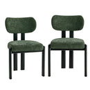 2x Dining Chairs Chenille Kitchen Chair Padded Seat Green