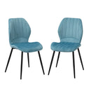 Set of 2 Dining Chairs Padded Seat Armless Velvet Blue