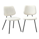 2x Dining Chair Vintage Retro Sherpa White