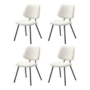 4x Dining Chair Vintage Retro Sherpa Padded White