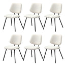 6x Dining Chair Vintage Retro Sherpa Padded White