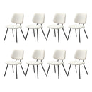 8x Dining Chair Vintage Retro Sherpa Padded White
