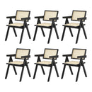 6x Dining Chairs Rattan Chair Wooden Balck