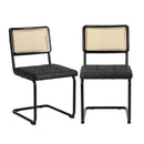 2x Rattan Dining Chair Cesca Replica Cantilever PU Leather