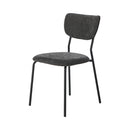 Set of 4 Dining Chairs Linen Fabric Padded Seat Grey