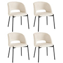4x Armchair Dining Chair Sherpa White&Black