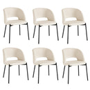 6x Armchair Dining Chair Sherpa White&Black