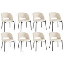 8x Dining Chair Tub Armchairs Sherpa Black&White