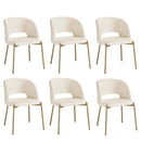 6x Armchair Dining Chair Sherpa White&Gold
