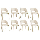 8x Dining Chair Tub Armchairs Sherpa White&Gold