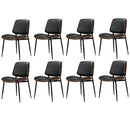 8x Dining Chairs Retro PU Leather Solid Wood Metal Leg Black
