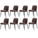 8x Dining Chairs Retro PU Leather Solid Wood Metal Leg Walnut