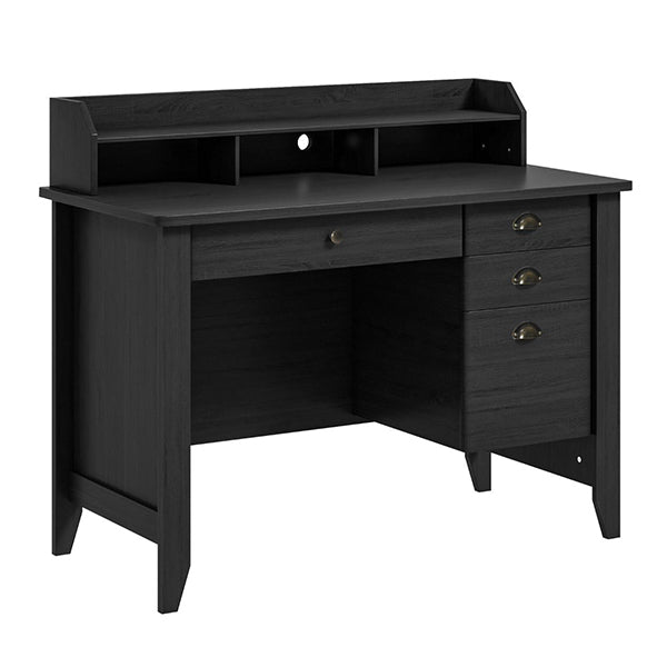 120Cm Computer Desk With 4 Storage Drawers And Hutch For Home Office