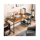 140Cm Computer Desk With 2 Tier Storage Shelves And Steel Frame