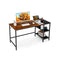 140Cm Computer Desk With 2 Tier Storage Shelves And Steel Frame