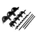 Post Hole Digger Auger Drill Bit Set 100mm 200mm 300mm Carbon Steel Black