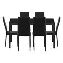 140cm Rectangle Dining Table with 6PCS Dining Chairs Wooden Black