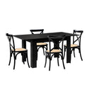 160cm Extendable Dining Table with 4PCS Dining Chairs Geometric Black