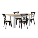 160cm Extendable Dining Table with 4PCS Chairs Crossback Black