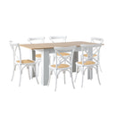 160cm Extendable Dining Table with 6PCS Chairs Crossback White