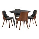 110cm Round Dining Table with 4 Chairs Faux Leather Black