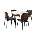 Round Dining Table & 4PCS Dining Chairs PU Black