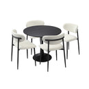 90cm Round Dining Table with 4x Dining Chairs Boucle Black&White