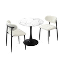 60cm Round Dining Table with 2x Chairs Boucle White & Black