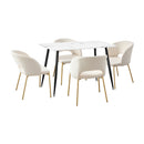 120cm Rectangle Dining Table with 4PCS Chairs Gold & White