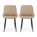 2x Dining Chairs Retro PU Leather Kitchen Lounge Cafe Accent Chair Khaki