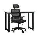 Home Office Computer Desk & Mesh Chair Set Black & White