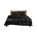 Silky Satin Sheets Fitted Double Black