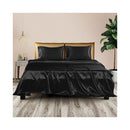 Silky Satin Sheets Fitted Double Black