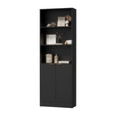 Tall Bookcase Display Shelf 2 Door Adjustable Cabinet Black