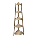 Corner Ladder Shelf 5 Tier Display Stand Bookshelf Natural
