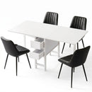 Dining Table and Chairs Set 5pcs Foldable Kitchen Furniture with 2 Drawers Black and White