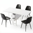Dining Table and Chairs Set 5pcs Foldable with 2 Drawers Black and White