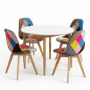 1 Dining Table and 4 Fabric Eiffel Chairs Set White