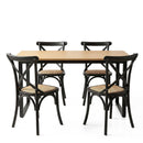 Dining Table and Chairs Set 5PCS Industrial 4 Black Rattan Chairs for Kitchen, Dining Room, Caf√©